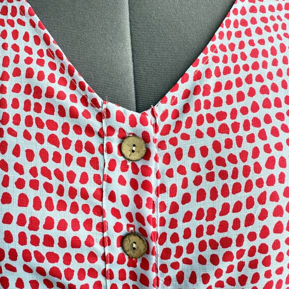 Koandaily Red Polka Dot Smock Mini Dress 3X Coastal Chic Oversized Boho Style - Picture 2 of 13